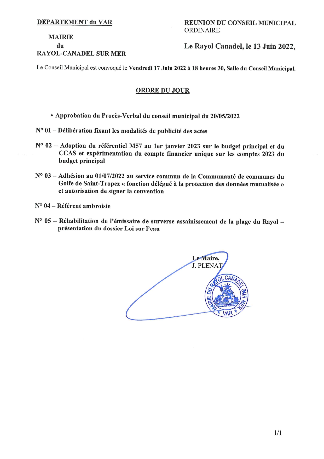 conseil municipal 17 juin2022