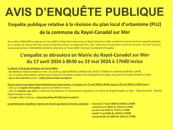 PLU - Avis d'enqute publique